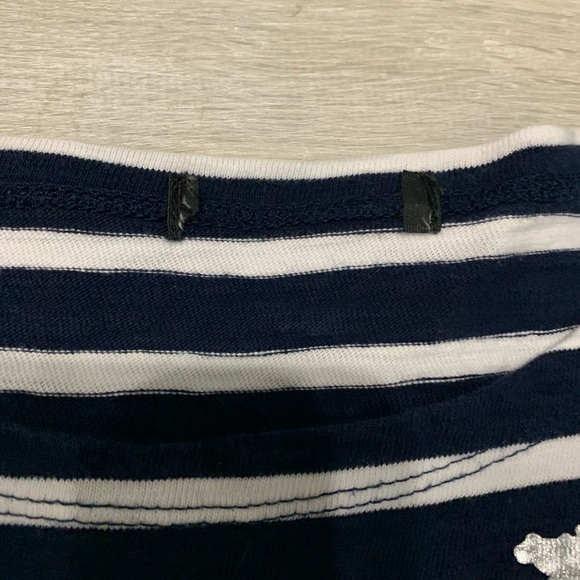 J. Crew Navy Striped Silver Floral Long Sleeve L - Picture 5 of 6